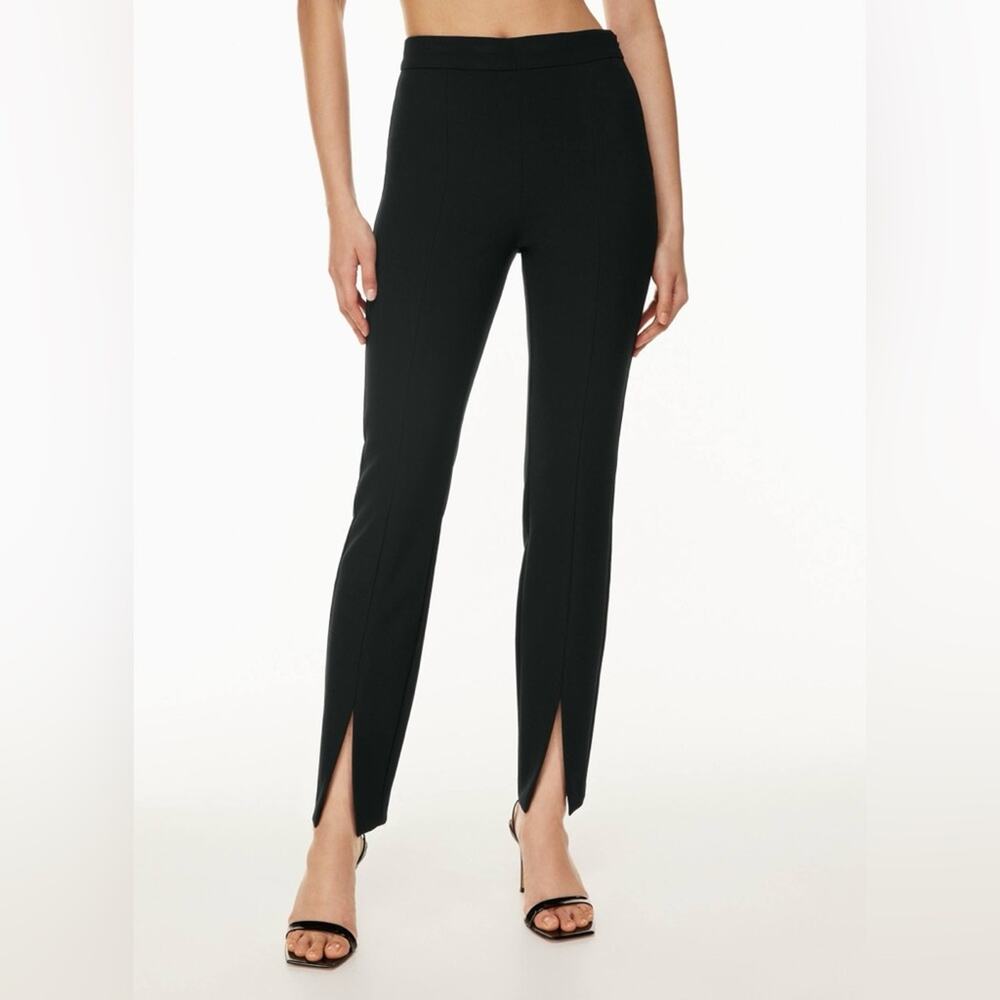 Aritzia Babaton Cassatt Emerald Green High Rise Front Slit Side Zip Pants Size 8